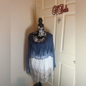 Beautiful Sheer Ombre Blue Blouse